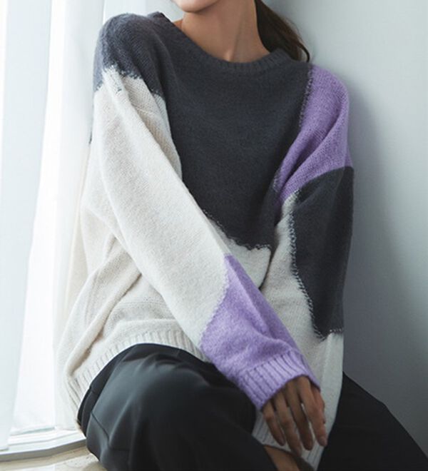 RANAN（ラナン）の「カラーブロッキングニットプルオーバー（ニット・セーター）」｜詳細画像