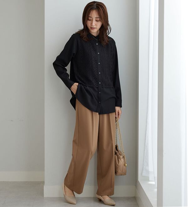 BELLUNA（ベルーナ）の「レース重ねシャツチュニック（チュニック）」｜詳細画像