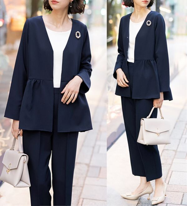 GeeRA（ジーラ）の「【2点セット】ペプラムジャケットセットアップスーツ（パンツスーツ）」｜詳細画像