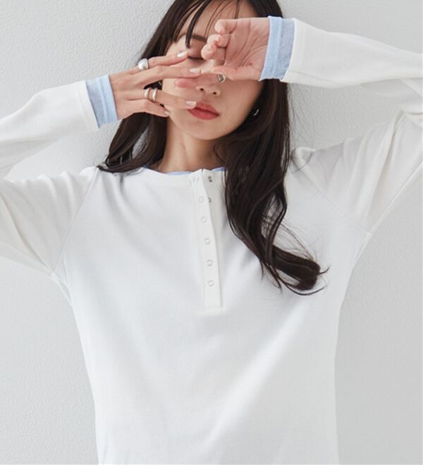 レイヤードヘンリーネックリブTシャツ - ベルーナ【公式】