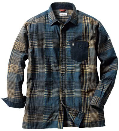 「＜ハッシュパピー＞コットン１００％パッチワーク風シャツ（メンズシャツ）」