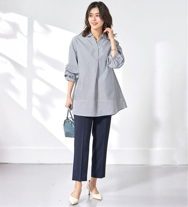 BELLUNA（ベルーナ）の「【選べる2丈】メランジストレッチ素材テーパードパンツ（テーパードパンツ）」｜詳細画像