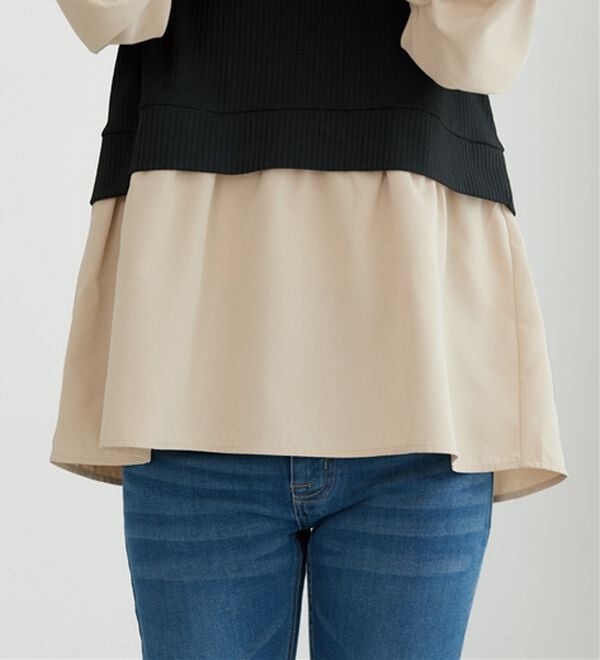 BELLUNA（ベルーナ）の「異素材切替袖タックデザインチュニック（チュニック）」｜詳細画像