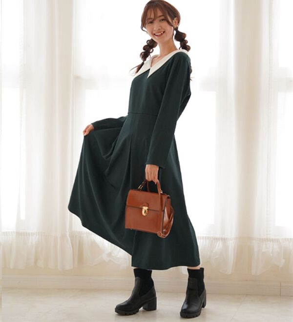 A HAPPY MARILYN（アハッピーマリリン）の「【Ｌ～６Ｌ】【ＭａｒｉｌｙｎＳｗｅｅｔ】体型別フェミニン ボリュームフレアワンピース（ロングワンピース）」｜詳細画像