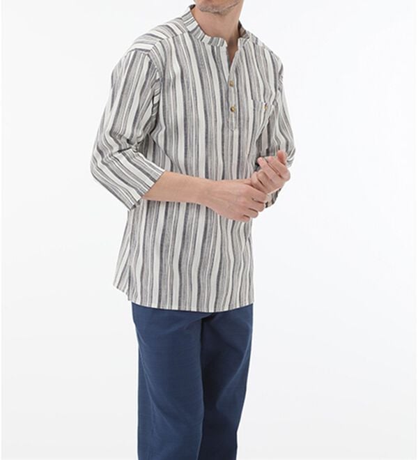 「ざっくり木綿のゆったりリラックスシャツ（メンズシャツ）」｜詳細画像