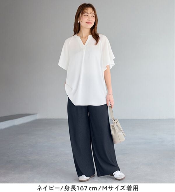 Viola e Viola（ヴィオラ エ ヴィオラ）の「【５つの機能付】丈切れる！楽ちんジャカードパンツ（ワイドパンツ・ガウチョ）」｜詳細画像