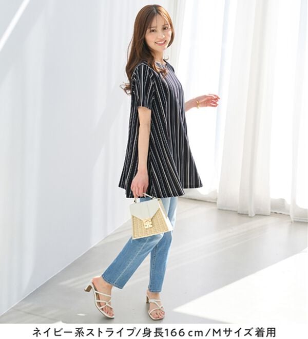 alotta（アロッタ）の「【接触冷感】さらっと快適！高見えフレアーロングチュニックＴシャツ（チュニック）」｜詳細画像