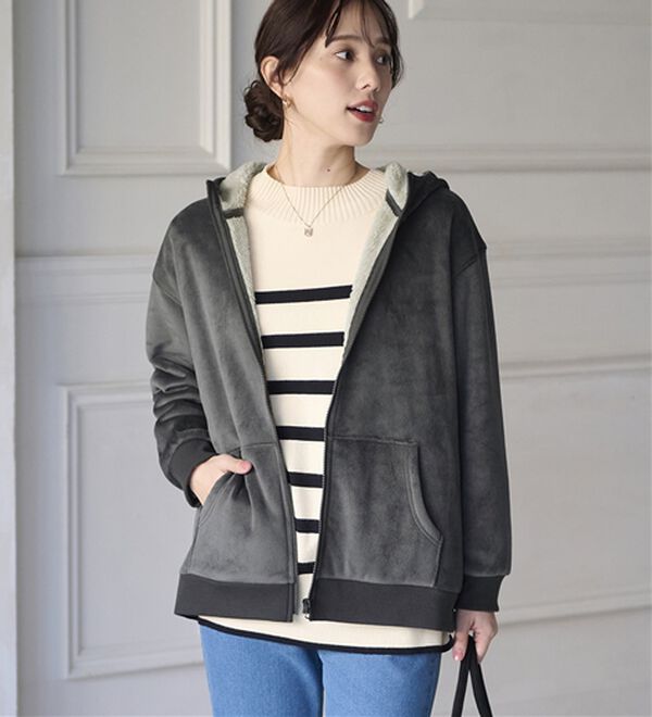 BELLUNA（ベルーナ）の「【快適Ｌａｂ．】リッチベロア素材裏ボアパーカー（パーカー）」｜詳細画像