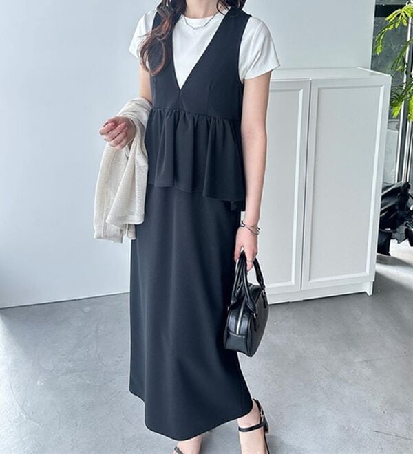 GeeRA（ジーラ）の「楽ちん！ペプラムジャンパースカート（ジャンパースカート）」｜詳細画像