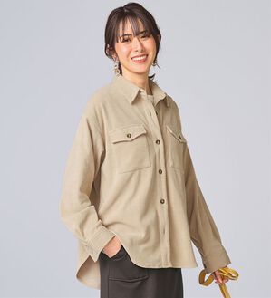 BELLUNA（ベルーナ）の「やわらかコーデュロイ素材シャツジャケット（その他ジャケット）」｜グレージュ