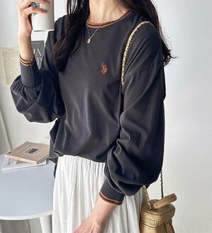 GeeRA（ジーラ）の「【Ｕ．Ｓ．　ＰＯＬＯ　ＡＳＳＮ．】配色ラインロンＴ（カットソー）」｜ダークグレー