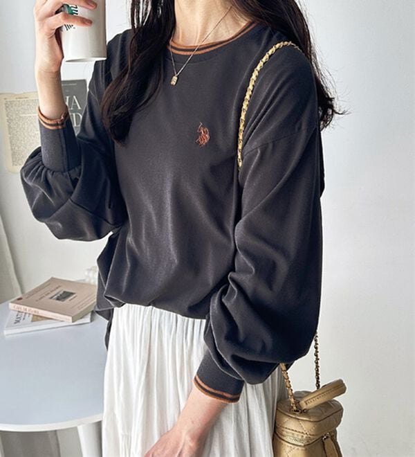 GeeRA（ジーラ）の「【Ｕ．Ｓ．　ＰＯＬＯ　ＡＳＳＮ．】配色ラインロンＴ（カットソー）」｜ダークグレー