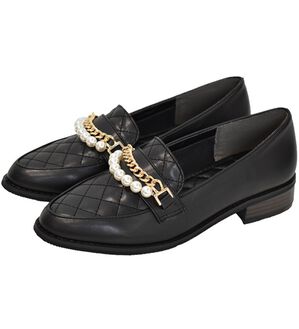 RANAN（ラナン）の「ビジュー＆パールラインキルティングローファー（ローファー）」｜ブラック