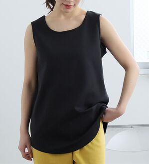 A HAPPY MARILYN（アハッピーマリリン）の「【Ｍ～８Ｌ／選べる裾】【接触冷感・吸水速乾】さらさらタンクトップ（タンクトップ・キャミソール）」｜ブラック