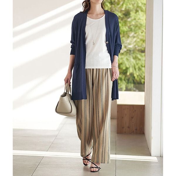 BELLUNA（ベルーナ）の「ダブルガーゼ柄ワイドパンツ（ワイドパンツ・ガウチョ）」｜詳細画像