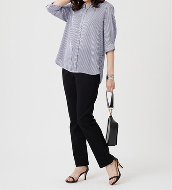 BELLUNA（ベルーナ）の「【接触冷感】機能付ジョーゼット素材キーネックブラウス（ブラウス）」｜詳細画像