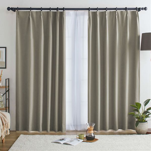 iellio（イエリオ）の「１００％遮光＆防音＆断熱保温ＵＶ見えにくいレース付カーテンセット＜４枚組・遮光１級・無地・洗える・形状記憶加工・新生活＞（ドレープカーテン）」｜チャコール
