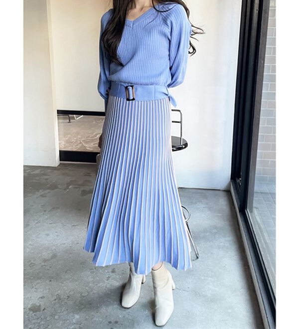 GeeRA（ジーラ）の「前後２ＷＡＹプリーツニットワンピース（ニットワンピース）」｜詳細画像