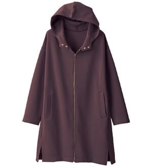 BELLUNA（ベルーナ）の「衿デザインツイルロングパーカー（パーカー）」｜ワイン