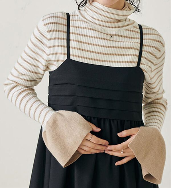 RANAN（ラナン）の「＜ムースタッチ＞洗える！バイカラータートルリブニット（ニット・セーター）」｜詳細画像