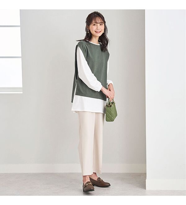 BELLUNA（ベルーナ）の「カットソージャカード素材ベストアンサンブル（アンサンブル）」｜詳細画像