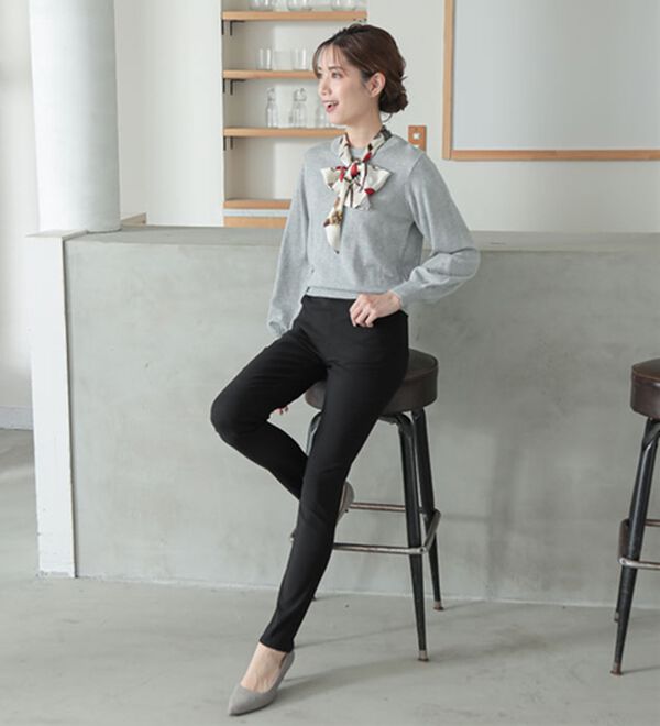 A HAPPY MARILYN（アハッピーマリリン）の「【Ｍ～８Ｌ】【選べる丈】のび～る ストレッチ ツイル 魔法の 美脚レギンスパンツ（スリム・スキニーパンツ）」｜詳細画像