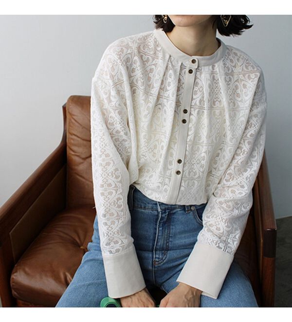 GeeRA（ジーラ）の「前後２ＷＡＹブロック柄レースシャツ（シャツ）」｜詳細画像