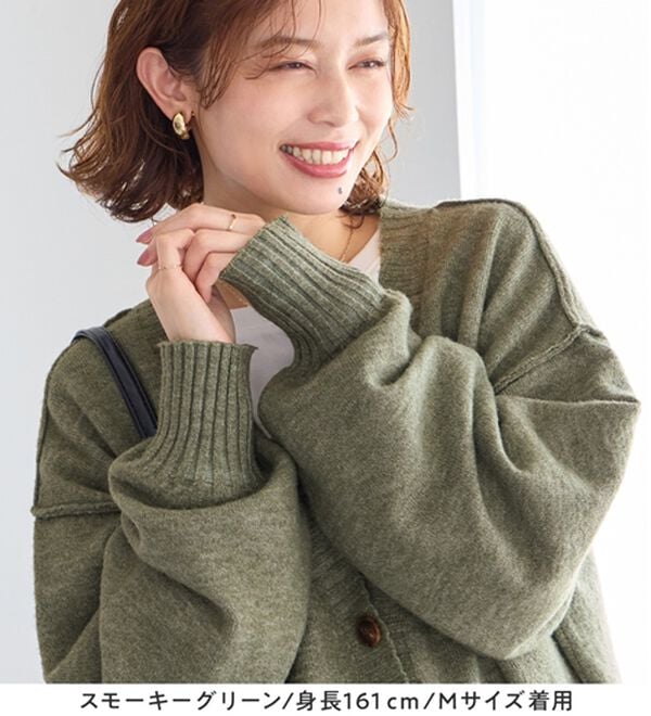 Viola e Viola（ヴィオラ エ ヴィオラ）の「洗えるもちもち　ミドル丈ニットカーデ（ニットカーディガン）」｜詳細画像