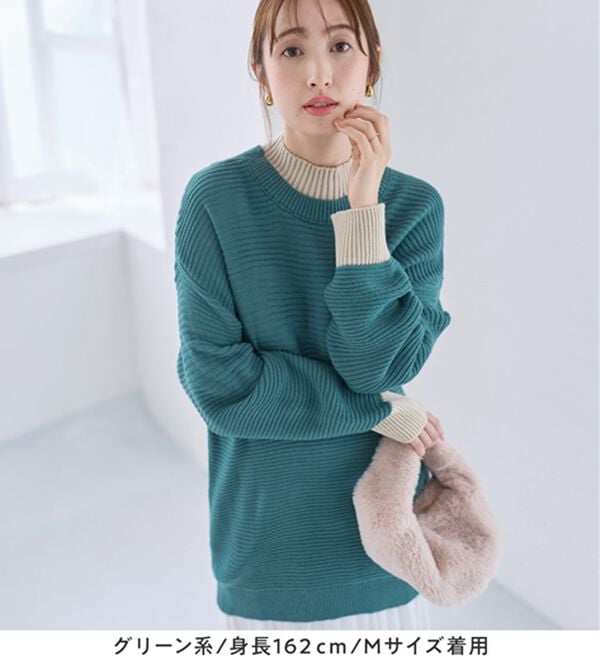 alotta（アロッタ）の「リブ切り替え配色ゆるニット（ニット・セーター）」｜詳細画像