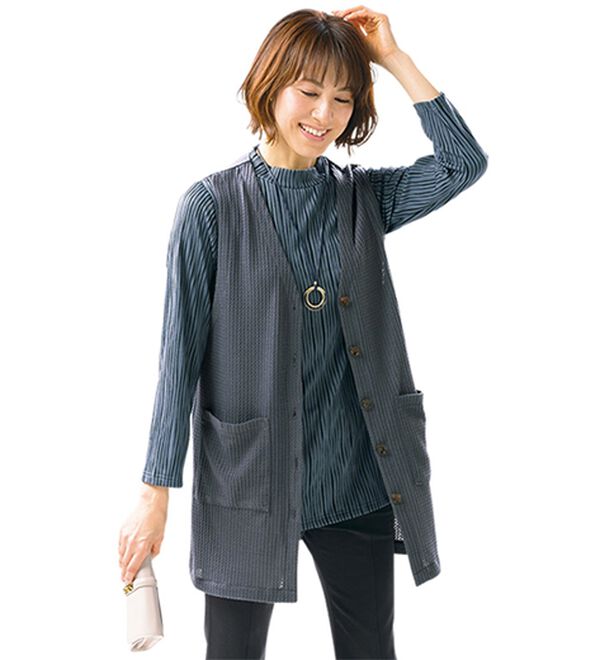 ジャカード素材チュニック＆ベストセット - ベルーナ【公式】