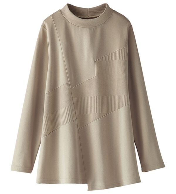 BELLUNA（ベルーナ）の「ボーダージャカード素材切替デザインチュニック（チュニック）」｜詳細画像