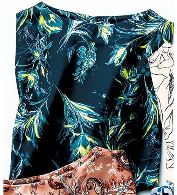 VINNO（ヴィノ）の「冷感素材・プリントプルオーバー（カットソー）」｜ネイビー系線花柄