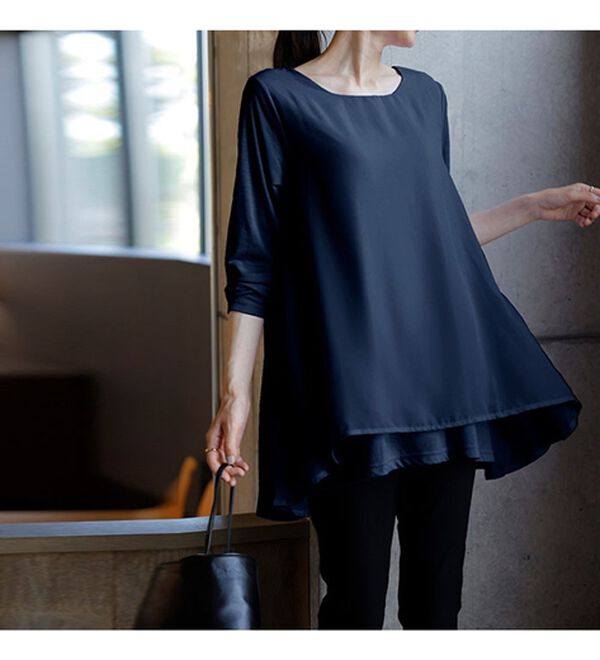 RANAN（ラナン）の「【裏微起毛】異素材切替チュニック（カットソー）」｜詳細画像