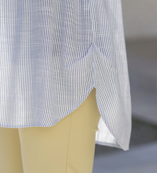 BELLUNA（ベルーナ）の「【シャツ+インナーのセット】スラブ素材ボタン使い裾タックシャツアンサンブル（アンサンブル）」｜詳細画像