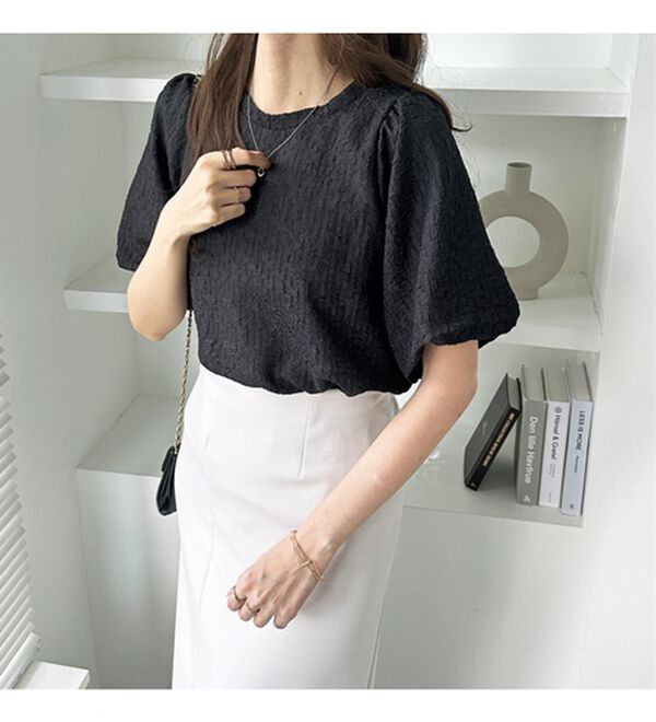 GeeRA（ジーラ）の「ワッシャー素材バルーン袖Ｔブラウス（ブラウス）」｜詳細画像