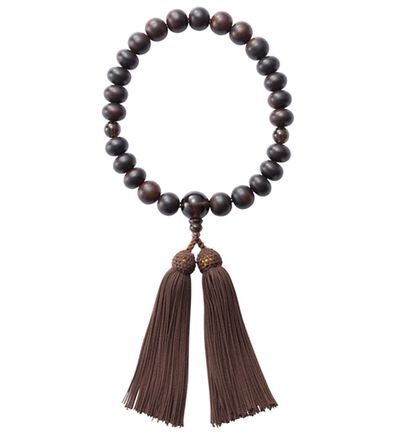 「京念珠土屋念珠店「七条」縞黒檀　茶水晶（メンズブレスレット）」