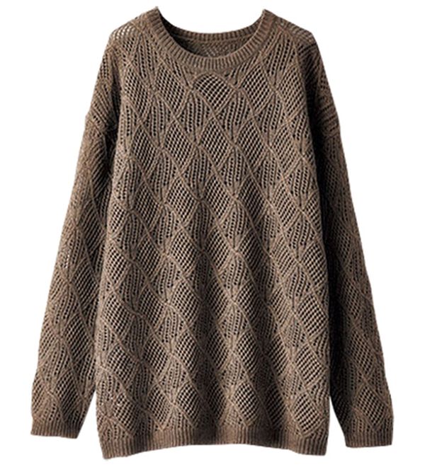 BELLUNA（ベルーナ）の「リーフ柄透かし編ニットチュニック（チュニック）」｜詳細画像