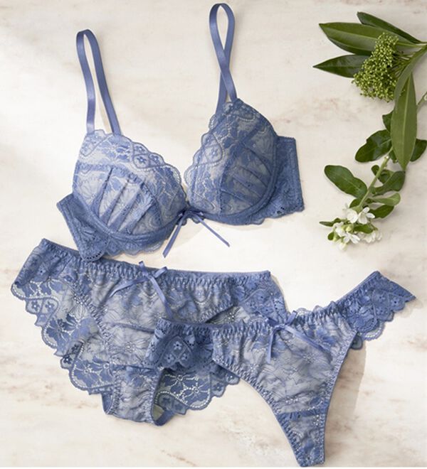 YU'NOW（ユナウ）の「【３点セット】ヌーディーレースブラ＆ショーツ＆Ｔバック（ブラジャー＆ショーツセット）」｜詳細画像