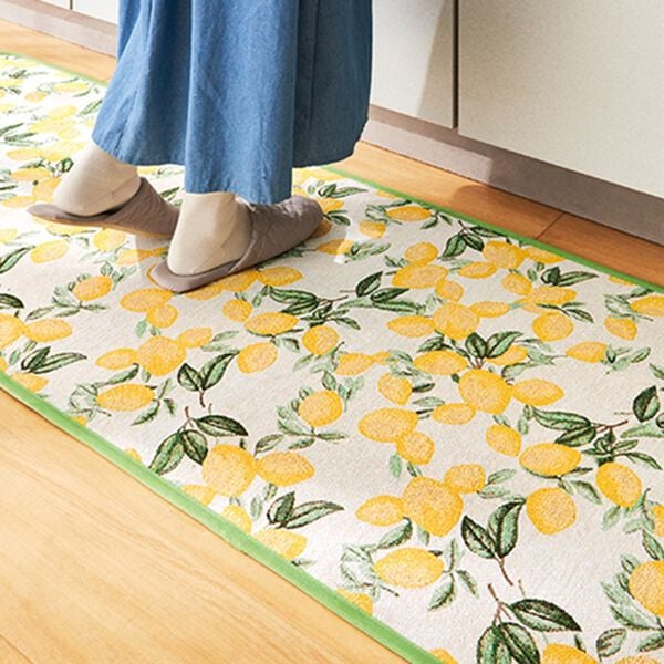 「洗えるゴブラン織キッチンマット（キッチンマット）」｜レモン