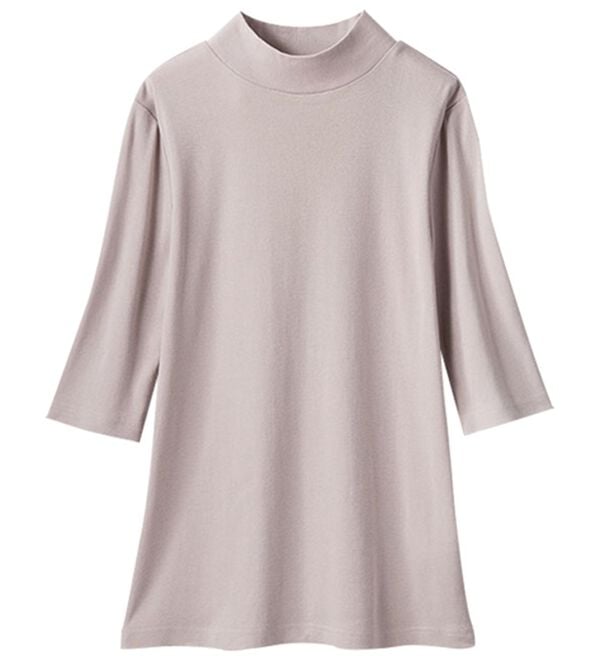 LAVIENNE（ラヴィエンヌ）の「【UVカット】綿１００％ハイネックプルオーバー（５分袖）＜カラフルコットン＞（肌着・インナーウェア）」｜詳細画像