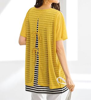 BELLUNA（ベルーナ）の「後ろリボンデザイン振り向き美人チュニック（チュニック）」｜イエロー