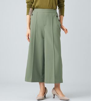 BELLUNA（ベルーナ）の「ウーリッシュ素材釦使いワイドパンツ（ワイドパンツ・ガウチョ）」｜セージ