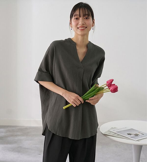 BELLUNA（ベルーナ）の「綿１００％楊柳素材ドルマンチュニック（チュニック）」｜詳細画像