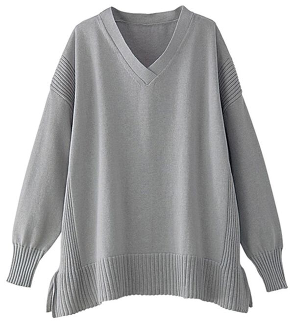 汚れ対策！すっきり見えVネックニットプルオーバー - ベルーナ【公式】