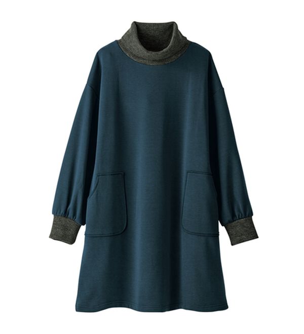 BELLUNA（ベルーナ）の「オフタートルネック配色リブ切替チュニック（チュニック）」｜詳細画像