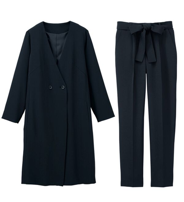2点セット】防シワ！洗える！ロングジャケセットアップ - ベルーナ