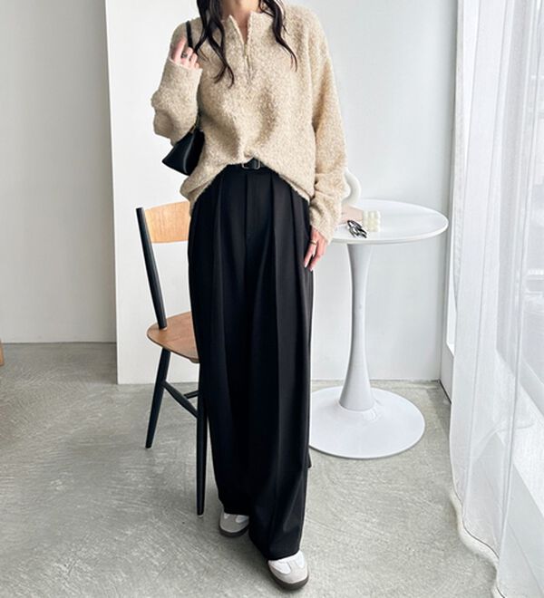 GeeRA（ジーラ）の「ハーフジップミックスニットプルオーバー（ニット・セーター）」｜詳細画像