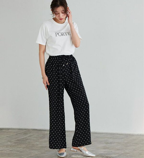 Pierrot（ピエロ）の「【接触冷感】楽ちんキレイ見えワイドイージーパンツ（フルレングスパンツ）」｜詳細画像