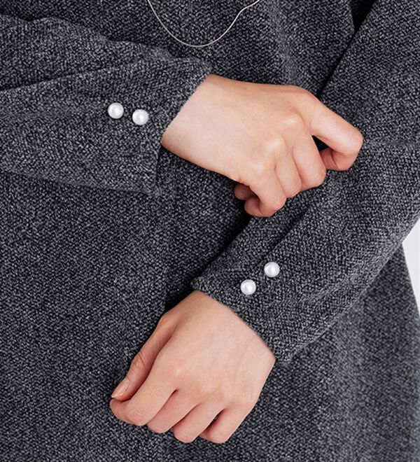 BELLUNA（ベルーナ）の「袖パールボタン付ツイード調ワンピース（チュニック）」｜詳細画像