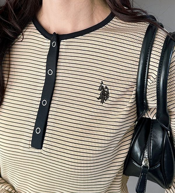 GeeRA（ジーラ）の「【U.S.POLOASSN】ワッフルヘンリーネックカットソー（カットソー）」｜詳細画像